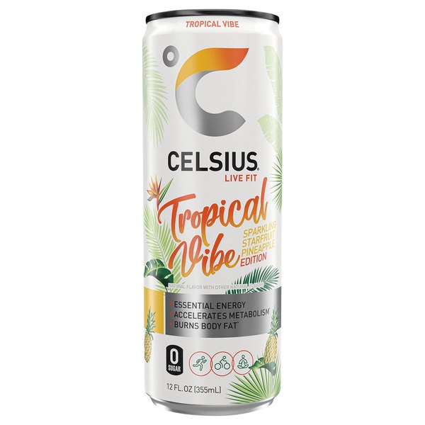 Celsius Tropical Vibe Sparkling Starfruit Pineapple Energy Drink 355ml