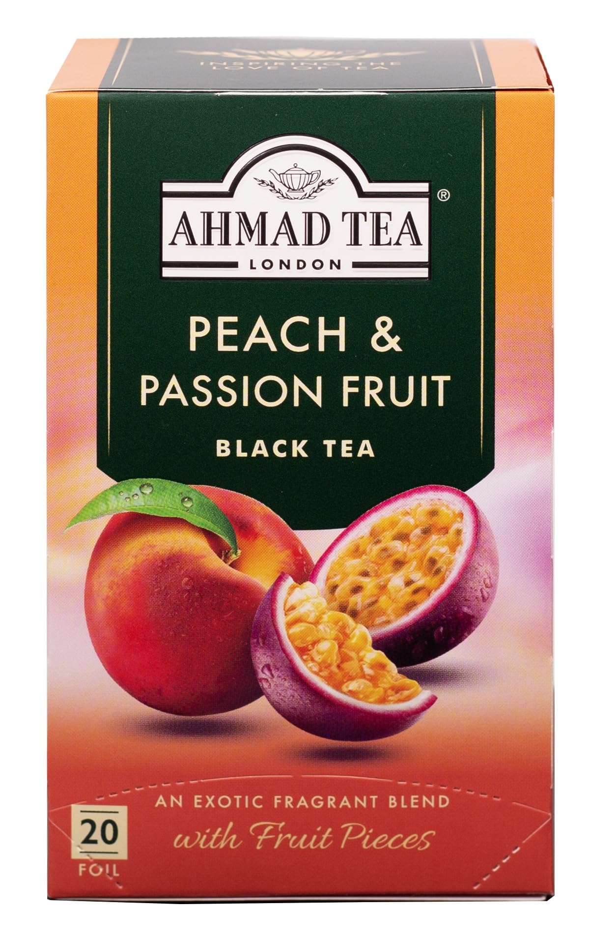 Ahmad Tea London - Peach & Passion Fruit Black Tea (20 bags).