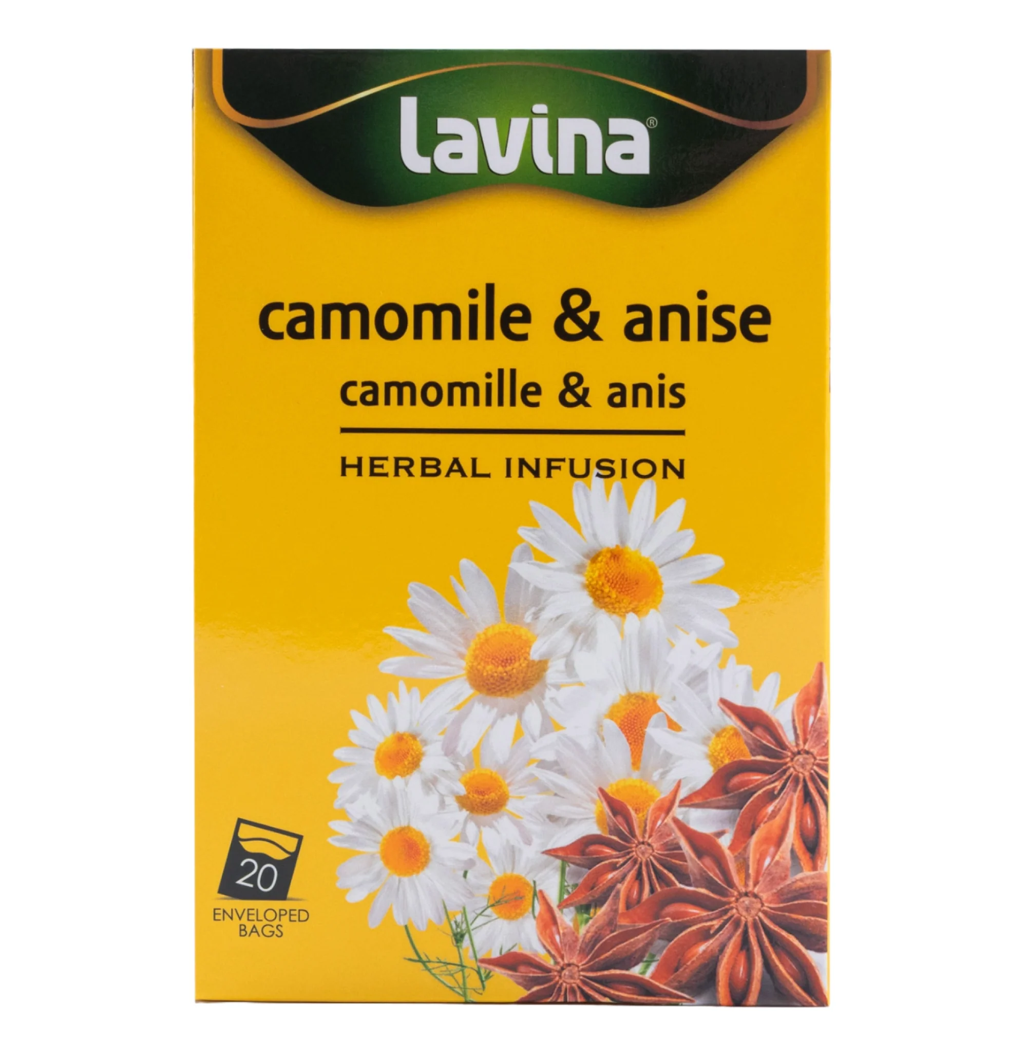 Lavina Chamomile & Anise, natural herbal blend (20 bags).