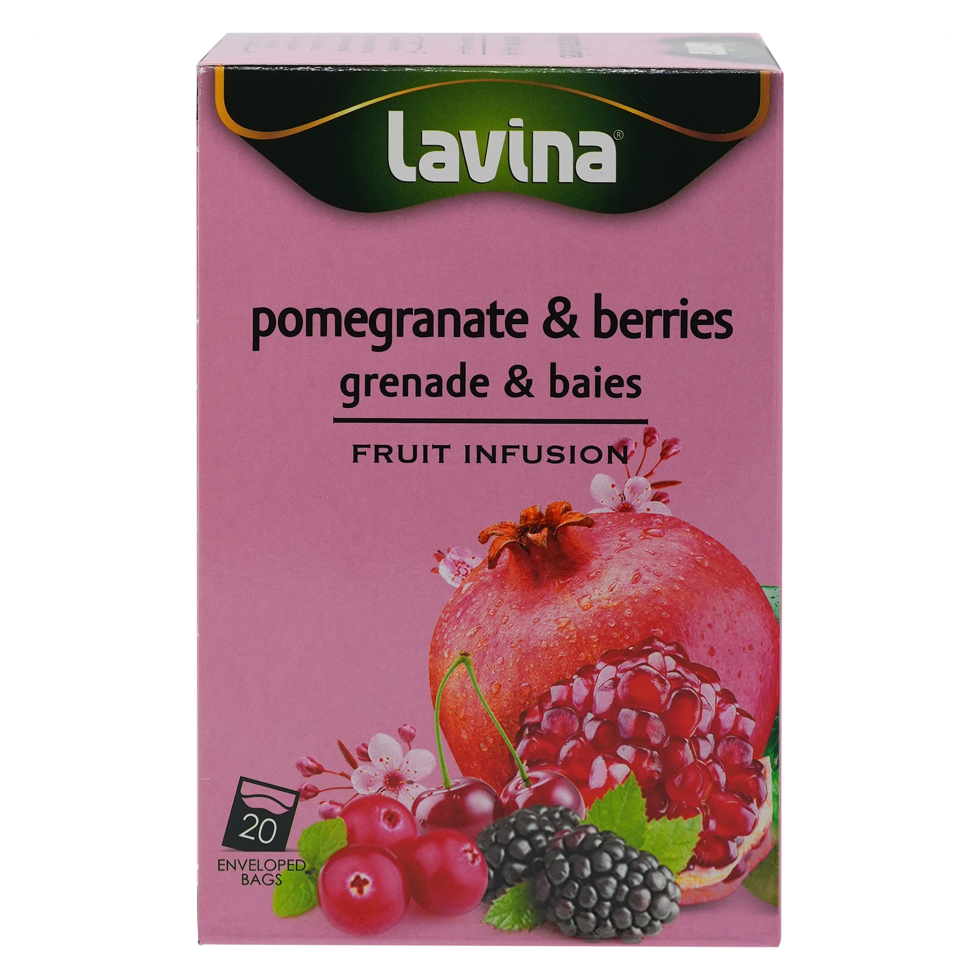 Lavina Pomegranate & Raspberry, natural fruit infusion.(20 bags)