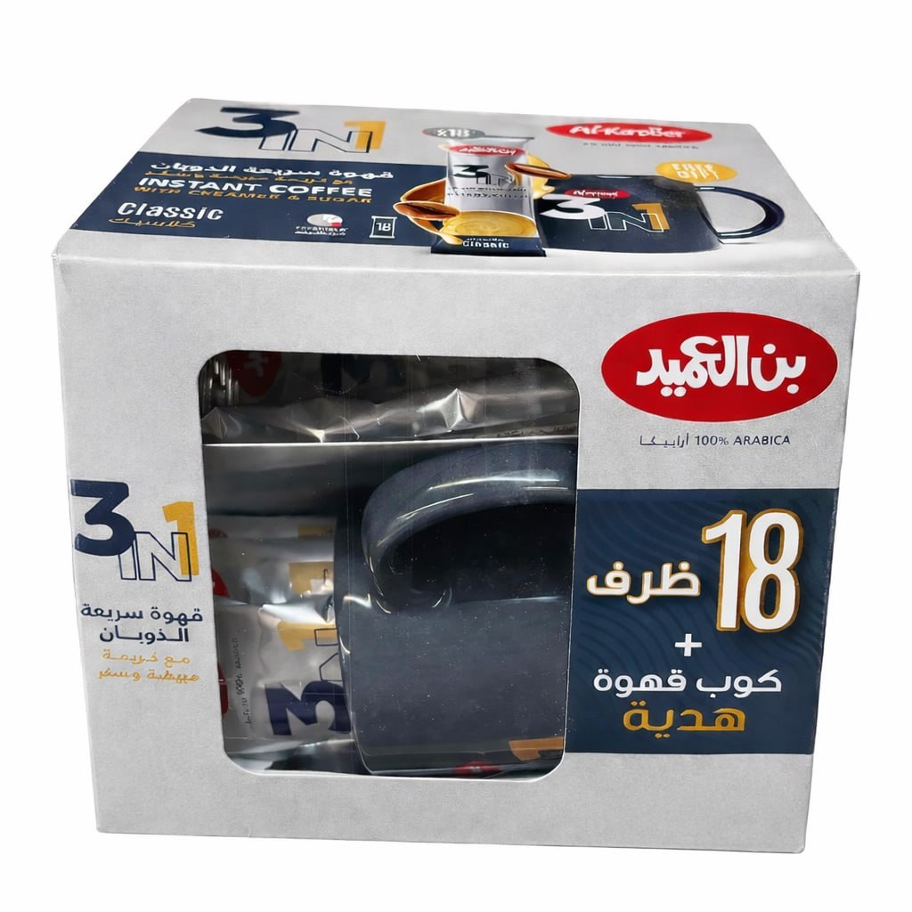 Al-Ameed 3-in-1 Classic Instant Coffee (18 Sachets + Gift Mug)