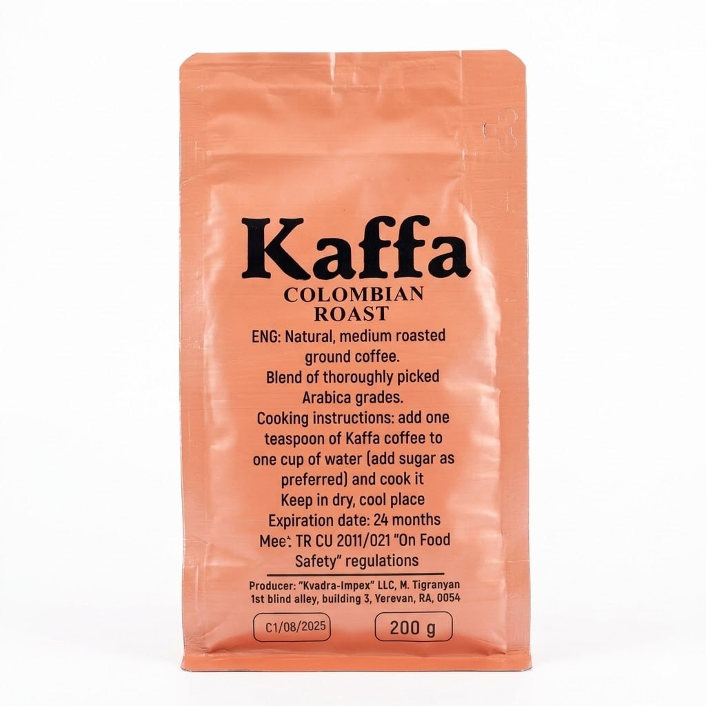 Kaffa Colombian Roast Ground Coffee 200g