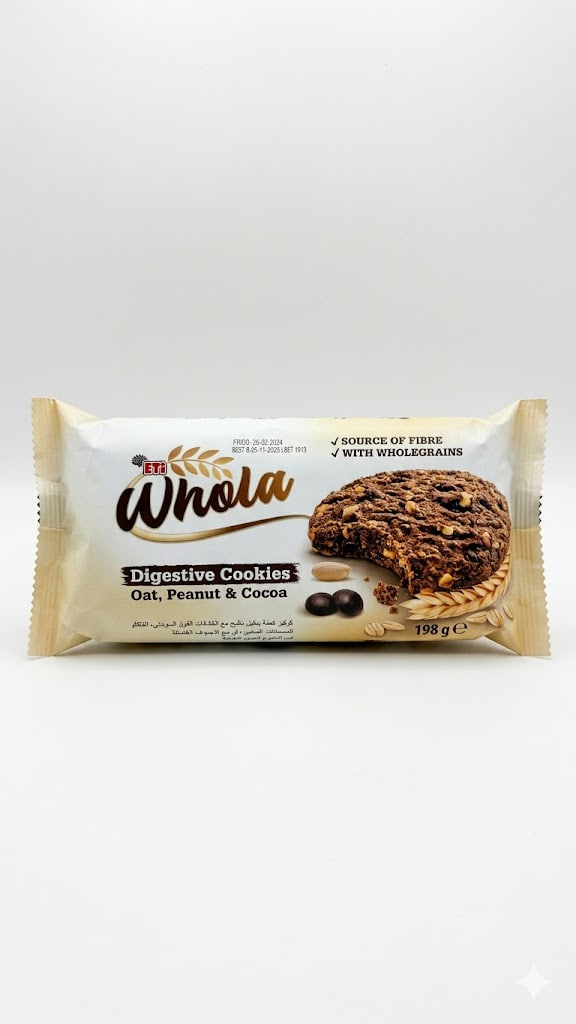 Eti Whola Digestive Cookies with Oat, Peanut & Cocoa 198g