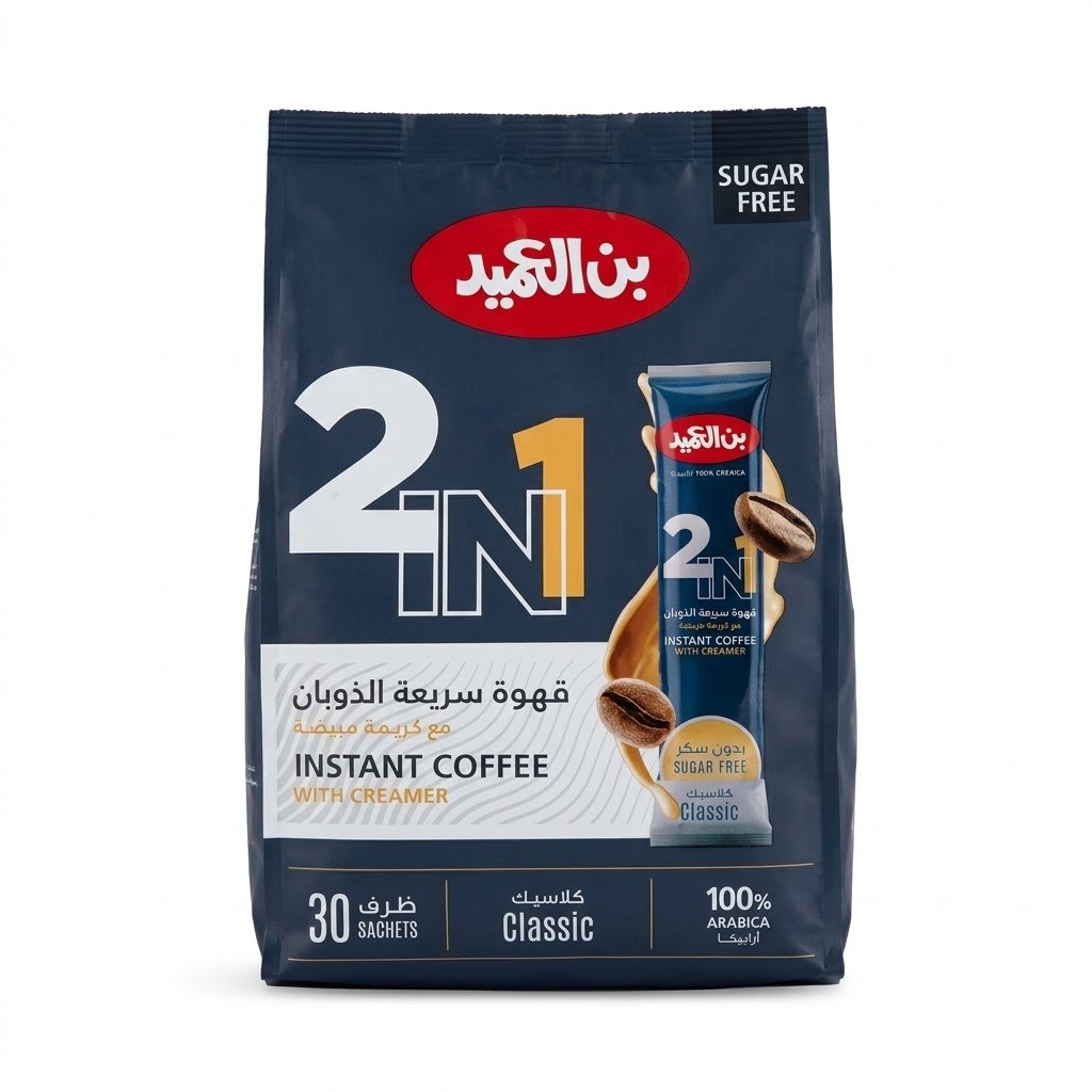 Al-Ameed 2 in 1 Classic Instant Coffee with Creamer Sugar Free 30sachets