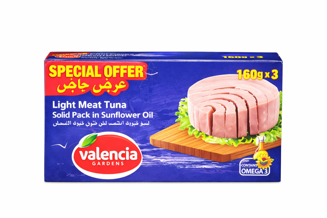 Valencia Light Meat Tuna in Sunflower Oil 3x160g