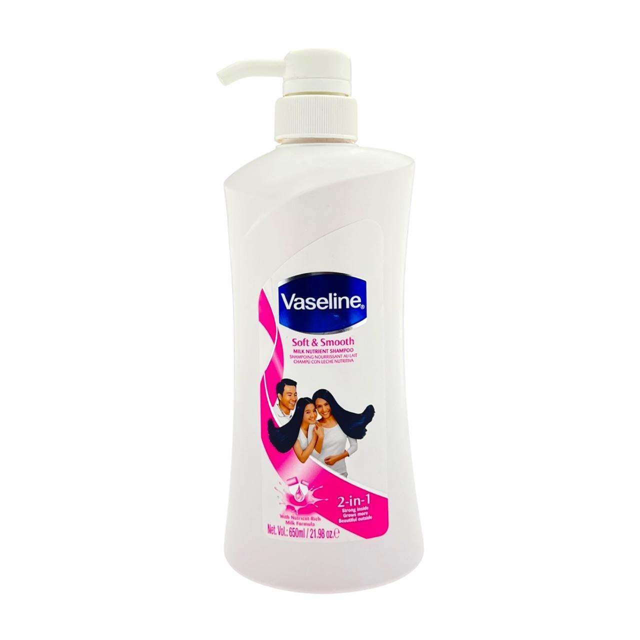 Vaseline Soft & Smooth Milk Nutrient Shampoo, 2-in-1 formula for strong inside and beautiful outside, 650ml.