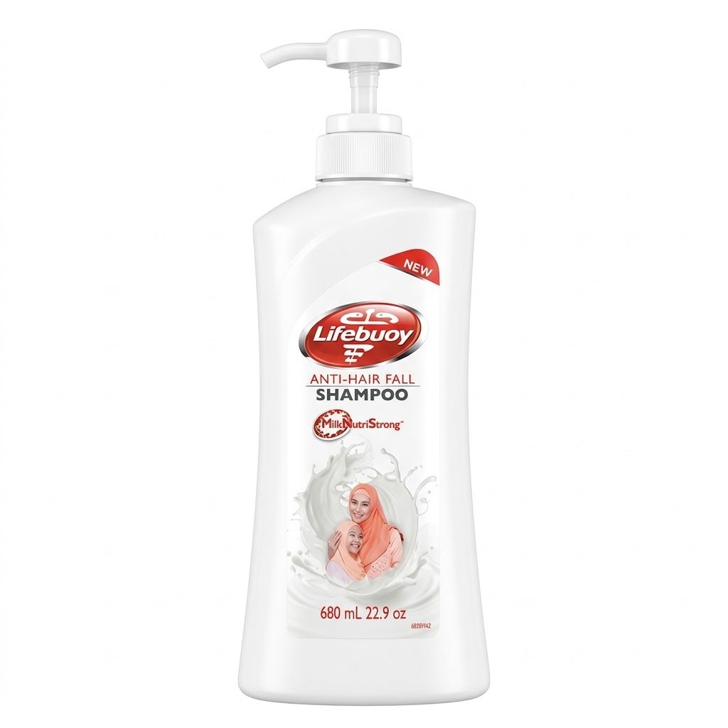 Lifebuoy Anti-Hair Fall Shampoo with Milk NutriStrong formula, 680ml.