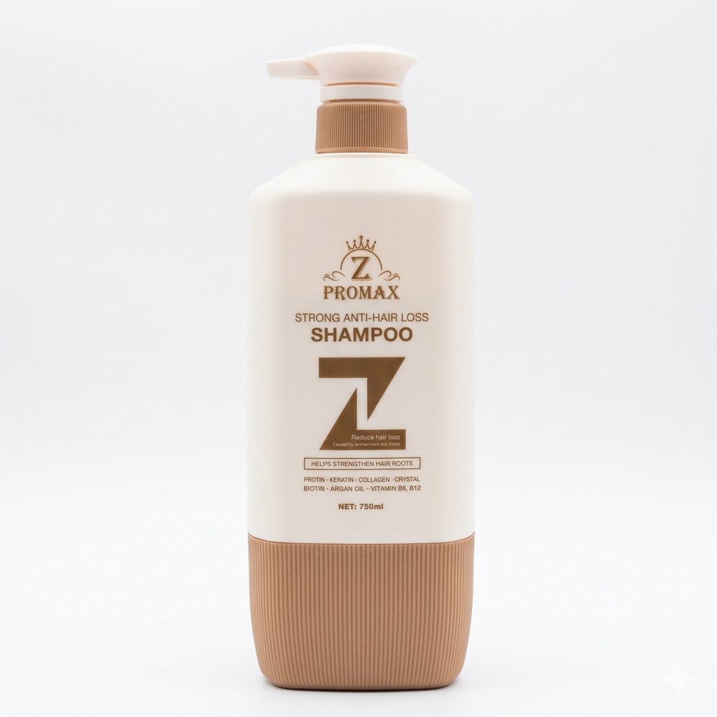 Z Promax Strong Anti-Hair Loss Shampoo, helps strengthen hair roots and reduce hair loss caused by environment and stress, 750ml.