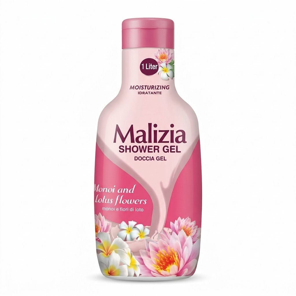 Malizia Moisturizing Shower Gel, Monoi and Lotus Flowers scent, 1 Liter