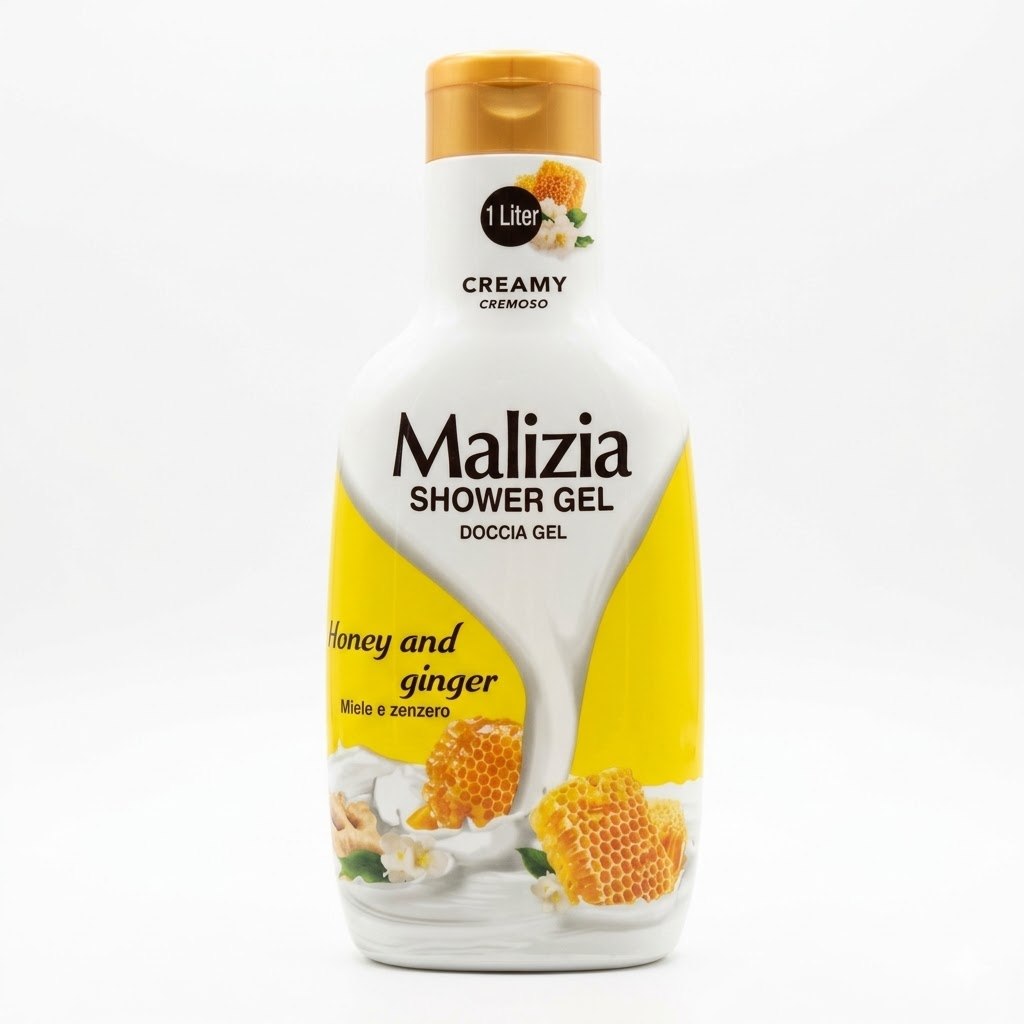 Malizia Creamy Shower Gel with Honey and Ginger, 1 Liter