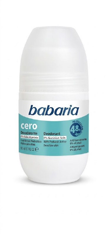 Babaria Oleo Magnon Roll-on Deodorant, for sensitive skin with Vitamin E and Cotton, 0% alcohol, 48h protection, 50ml.