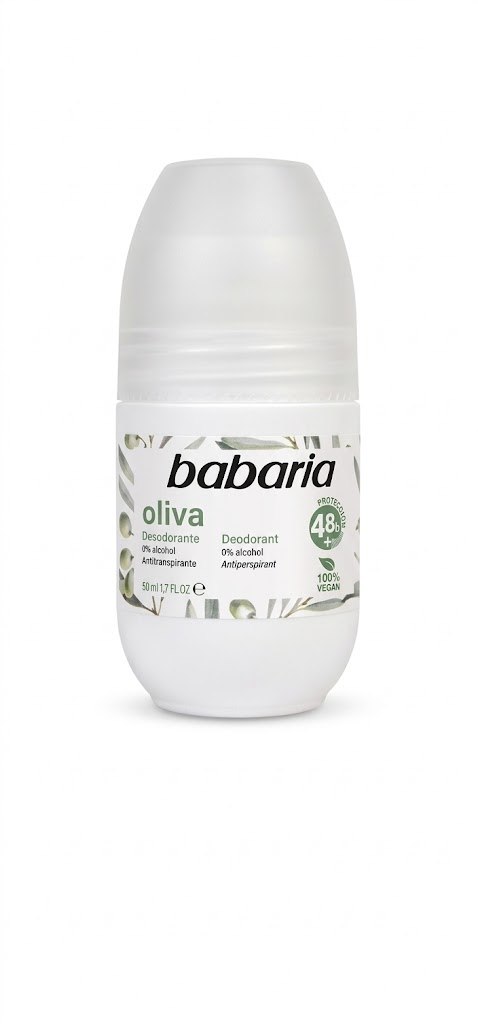 Babaria Olive Roll-on Deodorant, 0% alcohol, 100% Vegan, 48h protection, 50ml.