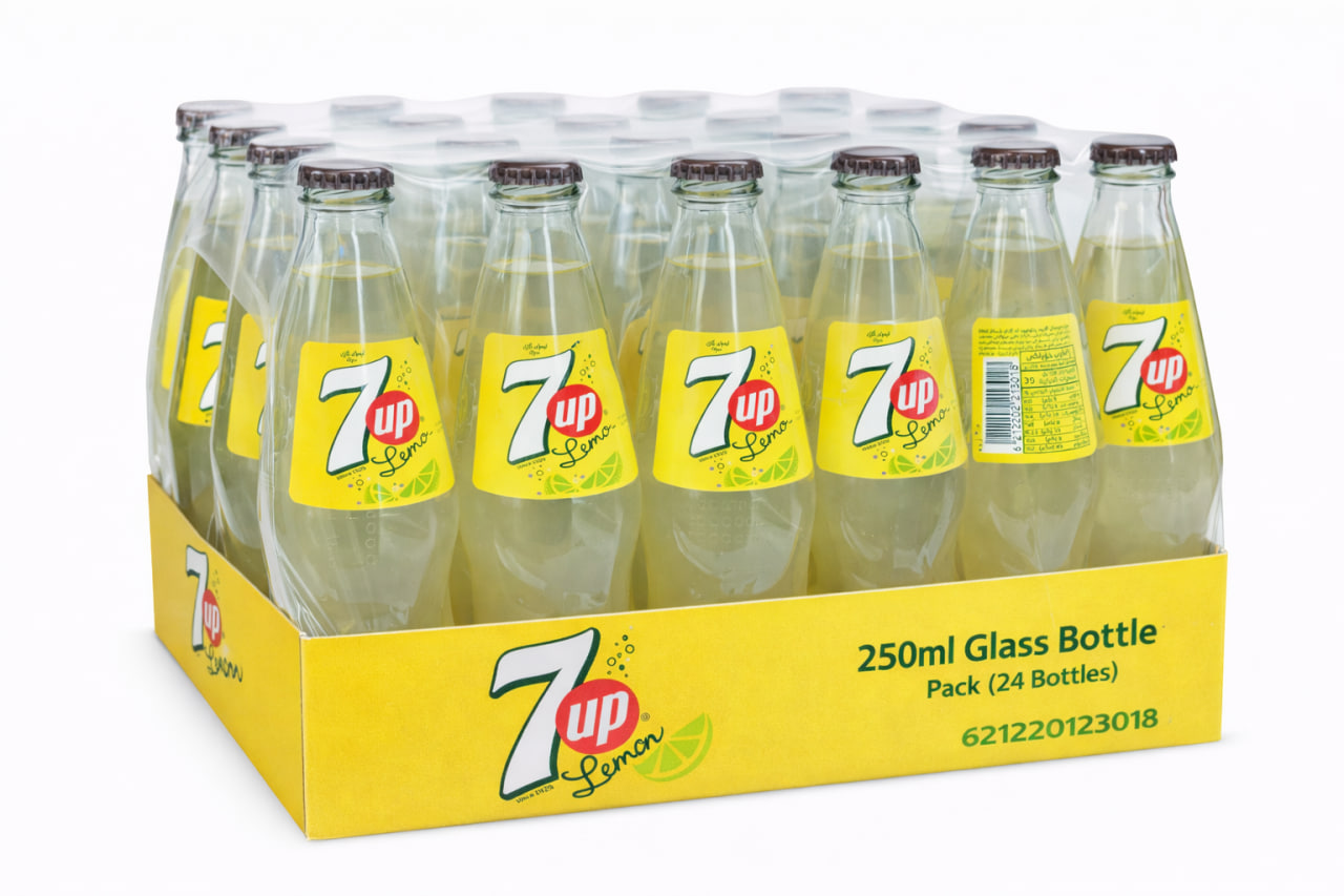 7UP Lemon 250ml Glass Bottle Pack (24 Bottles)