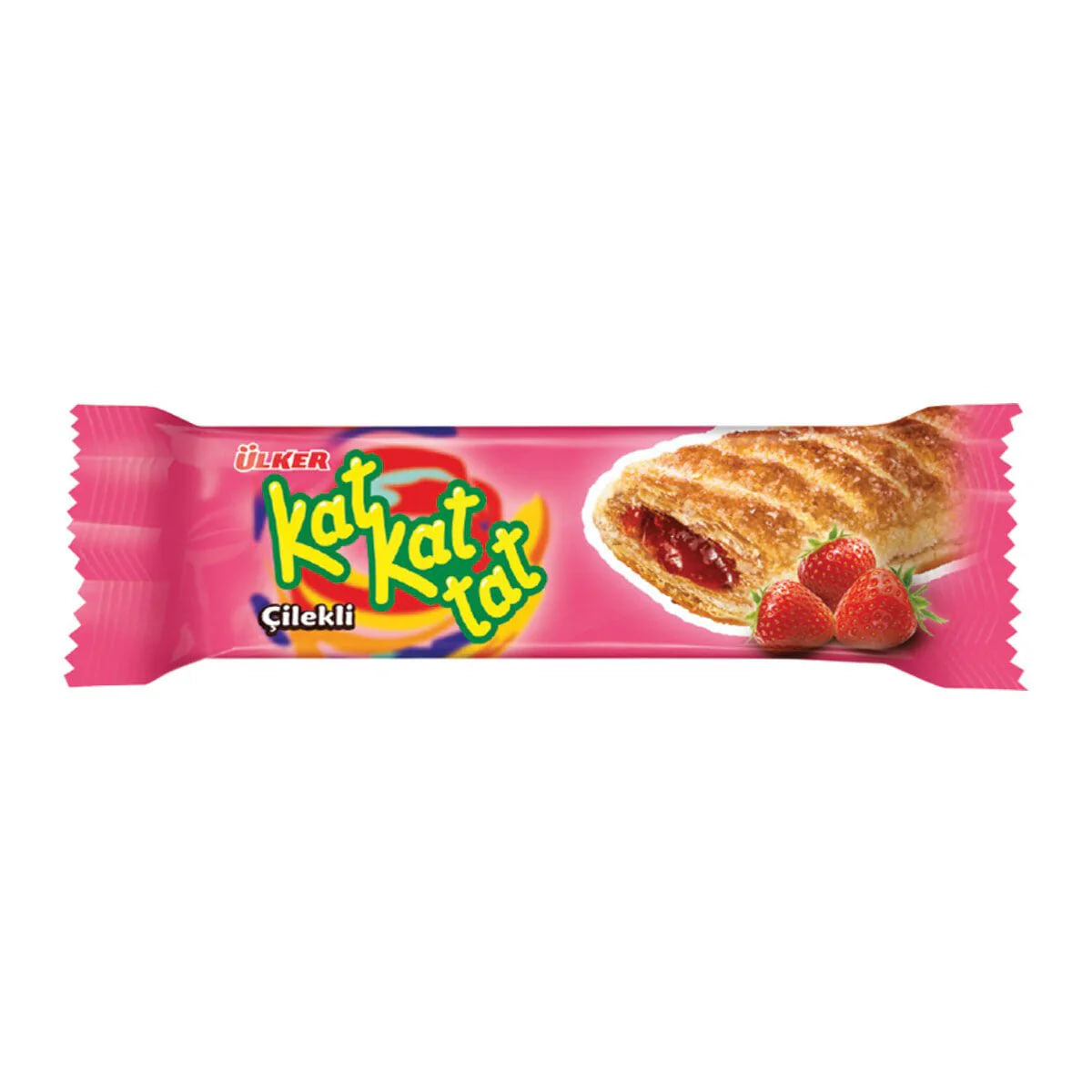 Ülker Kat Kat Tat Puff Pastry with Strawberry Sauce