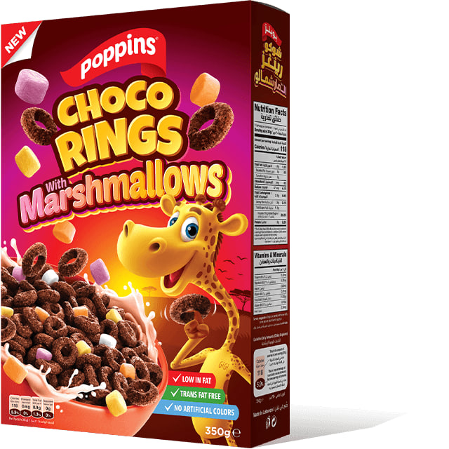 Poppins Choco Rings with Marshmallows 350g