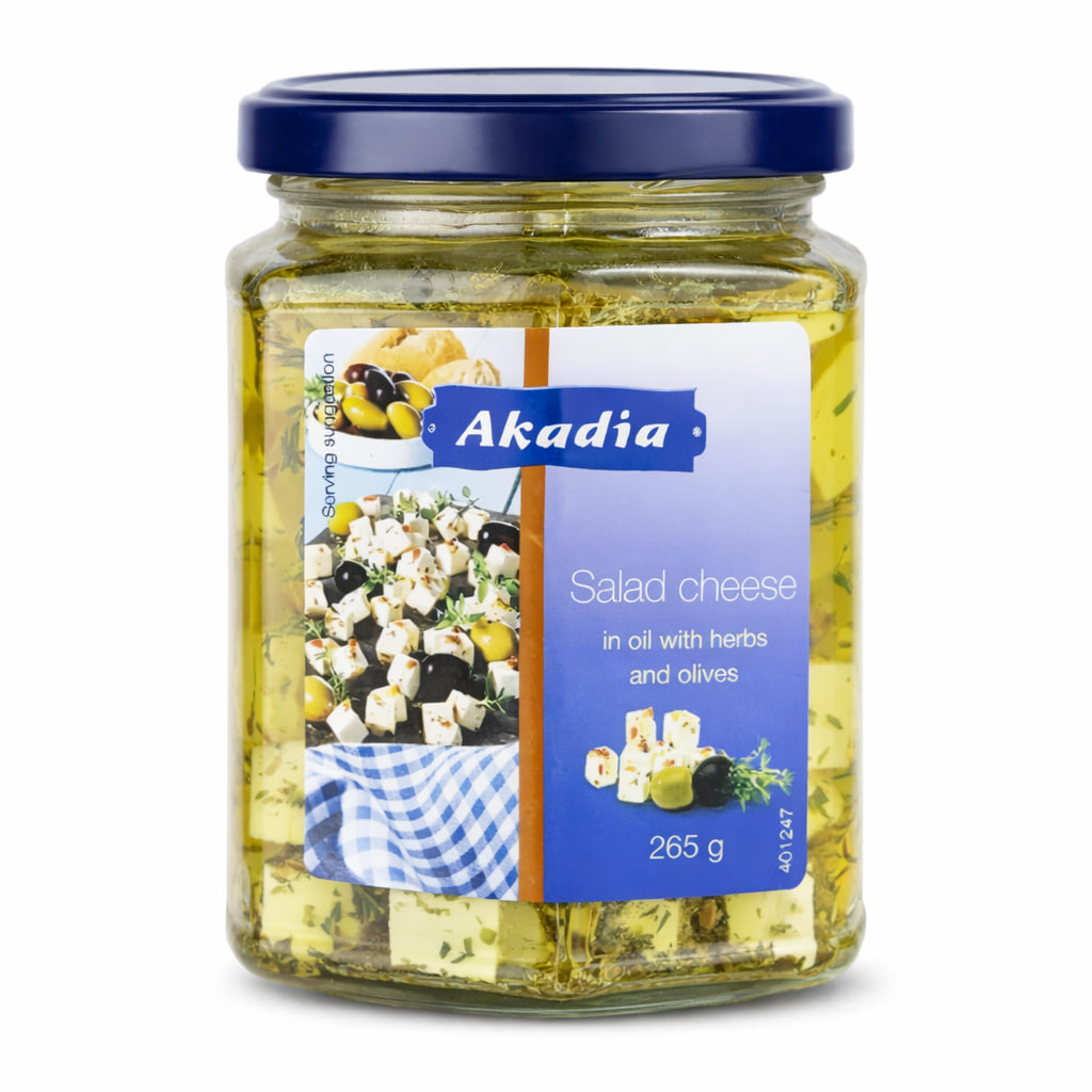 Akadia Salad Cheese in Oil with Herbs and Olives 265g