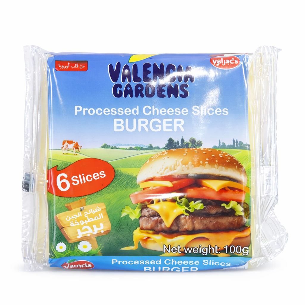 Valencia Gardens Processed Cheese Slices Burger 6 Pieces 100g