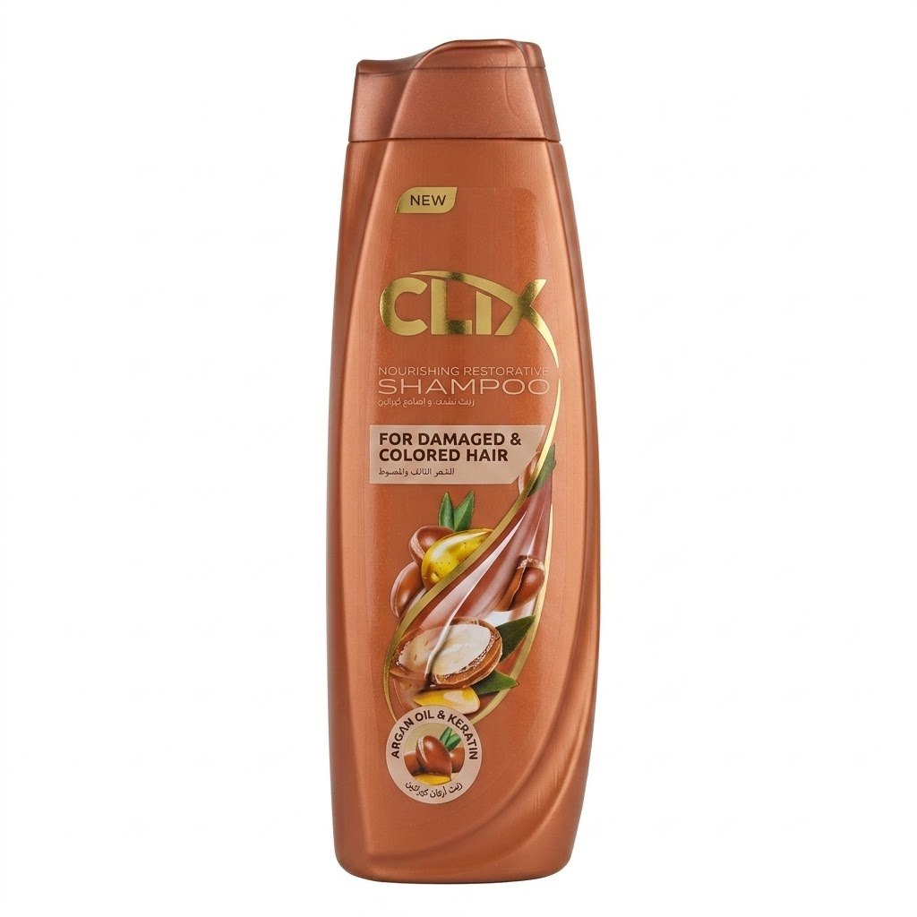 Clix Nourishing Restorative Shampoo for Damaged & Colored Hair with Argan Oil & Keratin 600ml